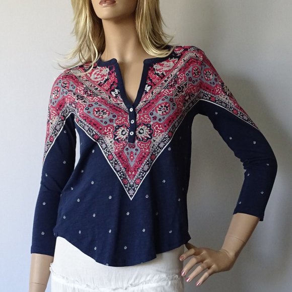 Lucky Brand Tops - NWT Lucky Brand Bandana Print Henley Top